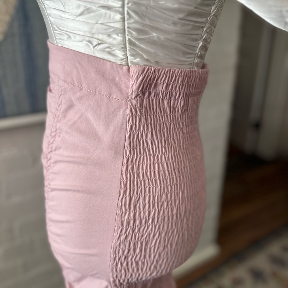 Story On Pink Ruched Panel Ruffle BodyCon Skirt - Picture 7 of 9